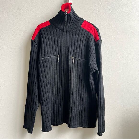 VTG Versace Jeans Coture Full Zip Ribbed Long Sleeve Sweater jacket Mens XXL - Picture 2 of 16